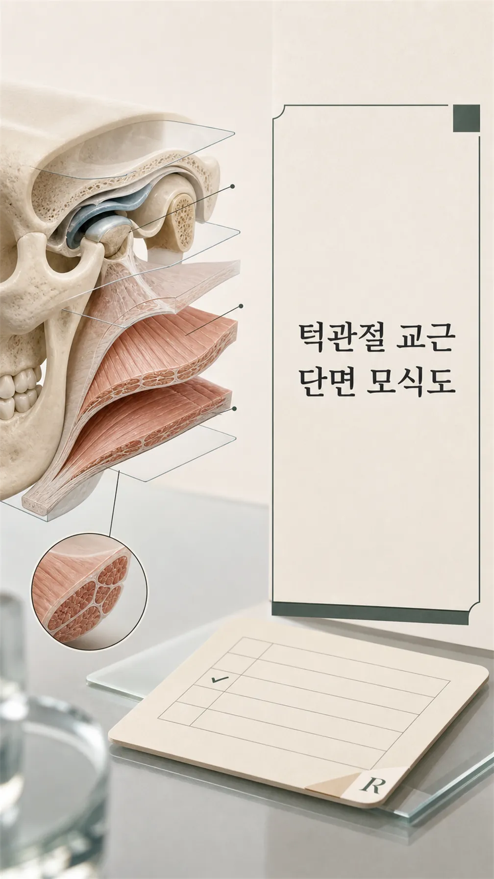 턱관절 교근 단면 모식도