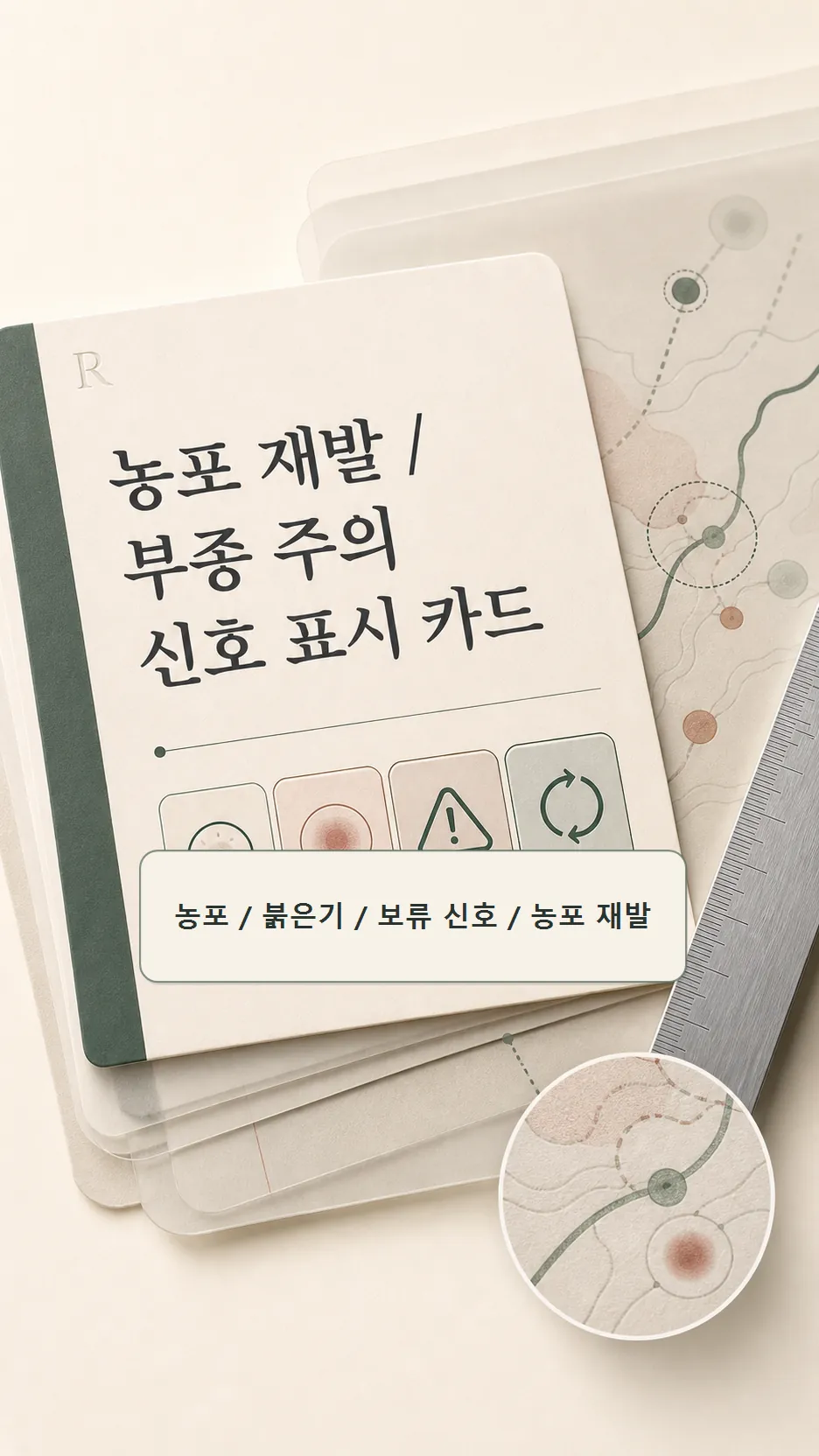 농포 재발·부종 주의 신호 표시 카드