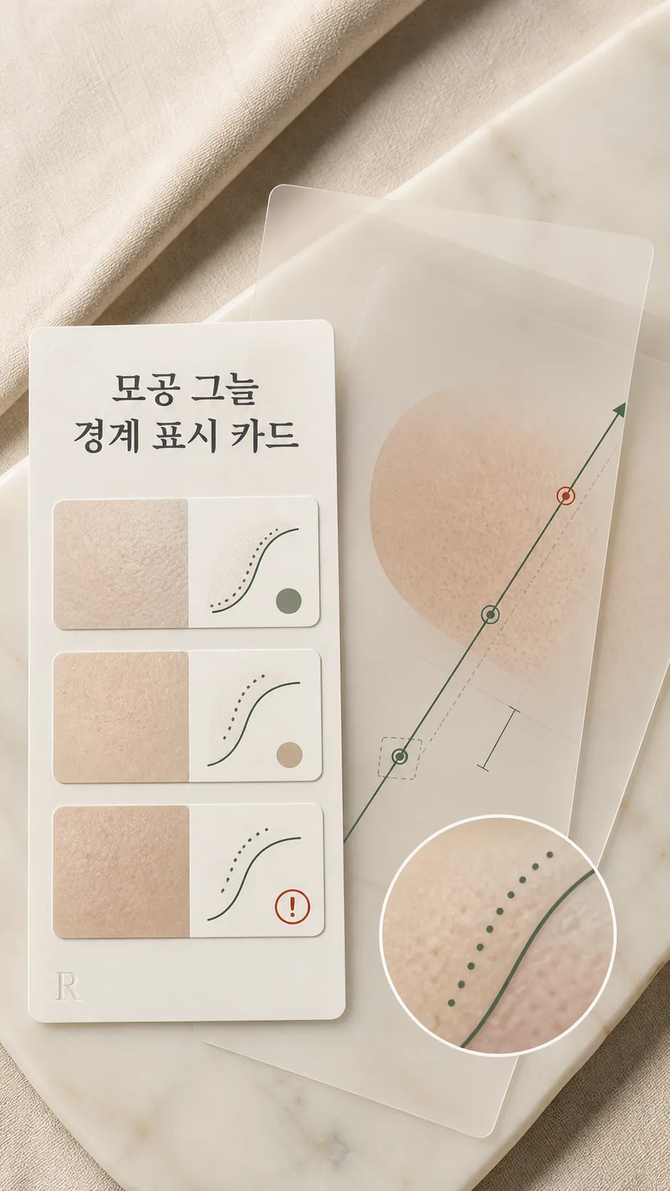 모공 그늘 경계 표시 카드