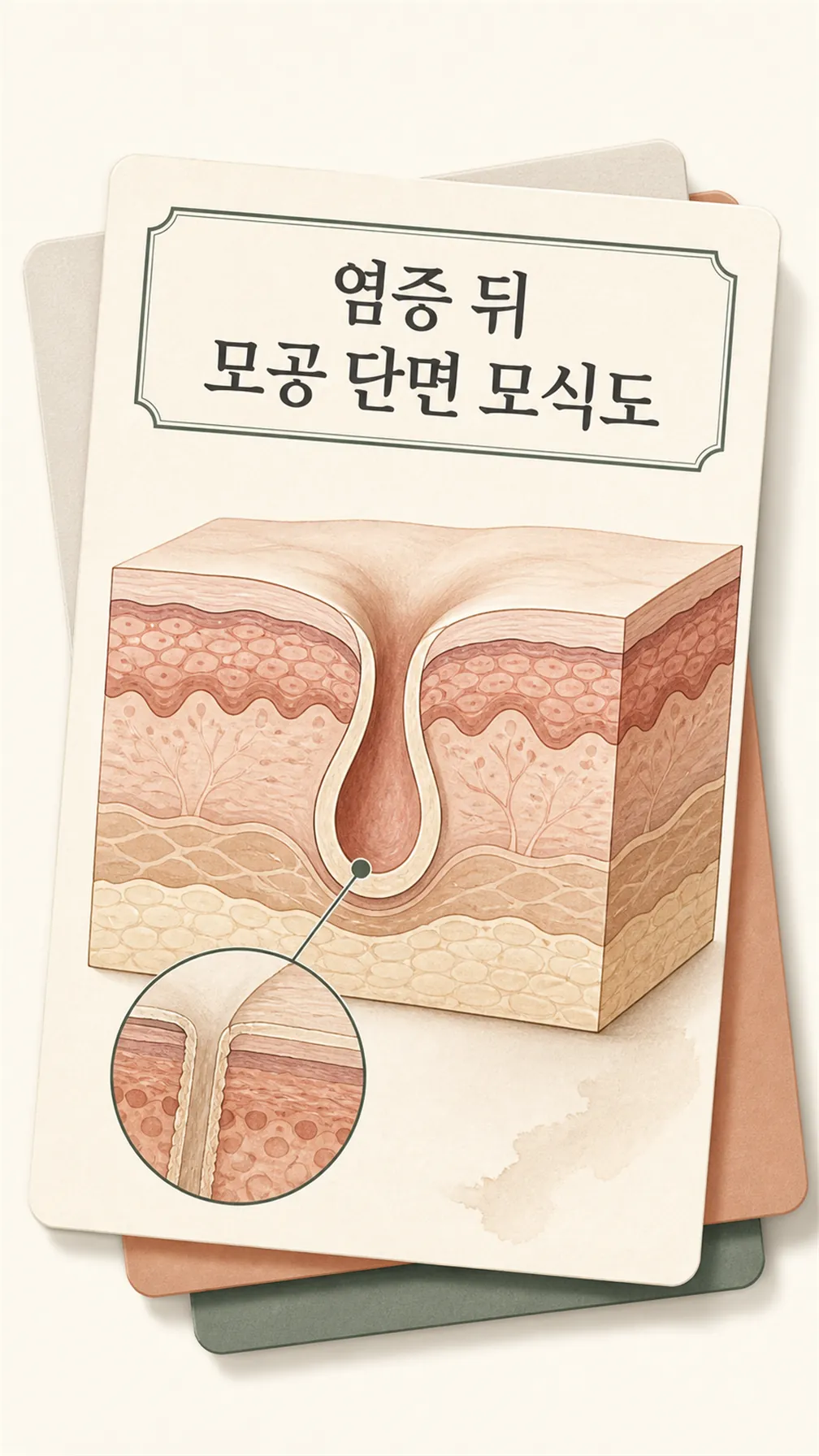 염증 뒤 모공 단면 모식도