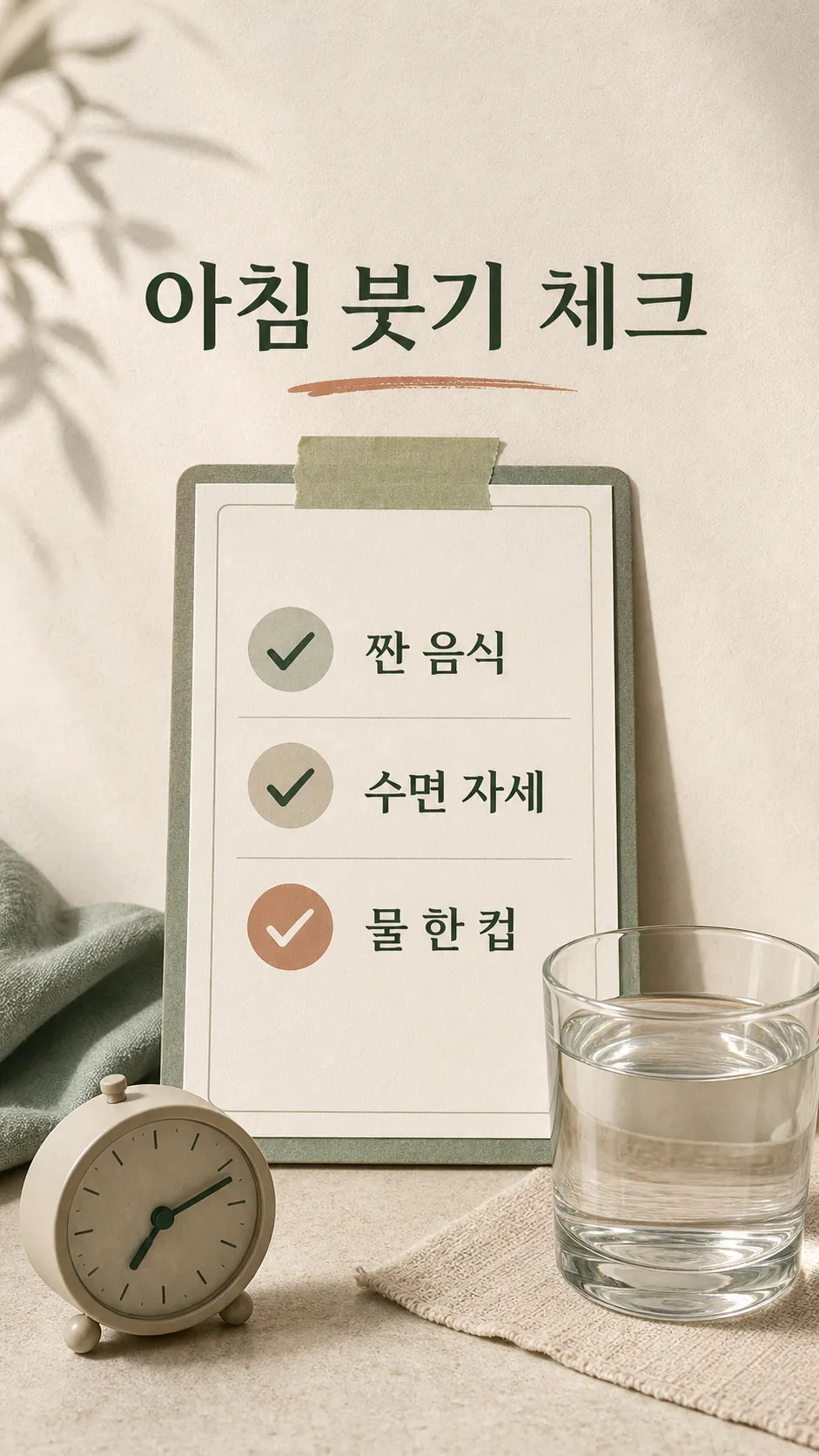 환절기 아침 붓기 관리 팁 인포그래픽
