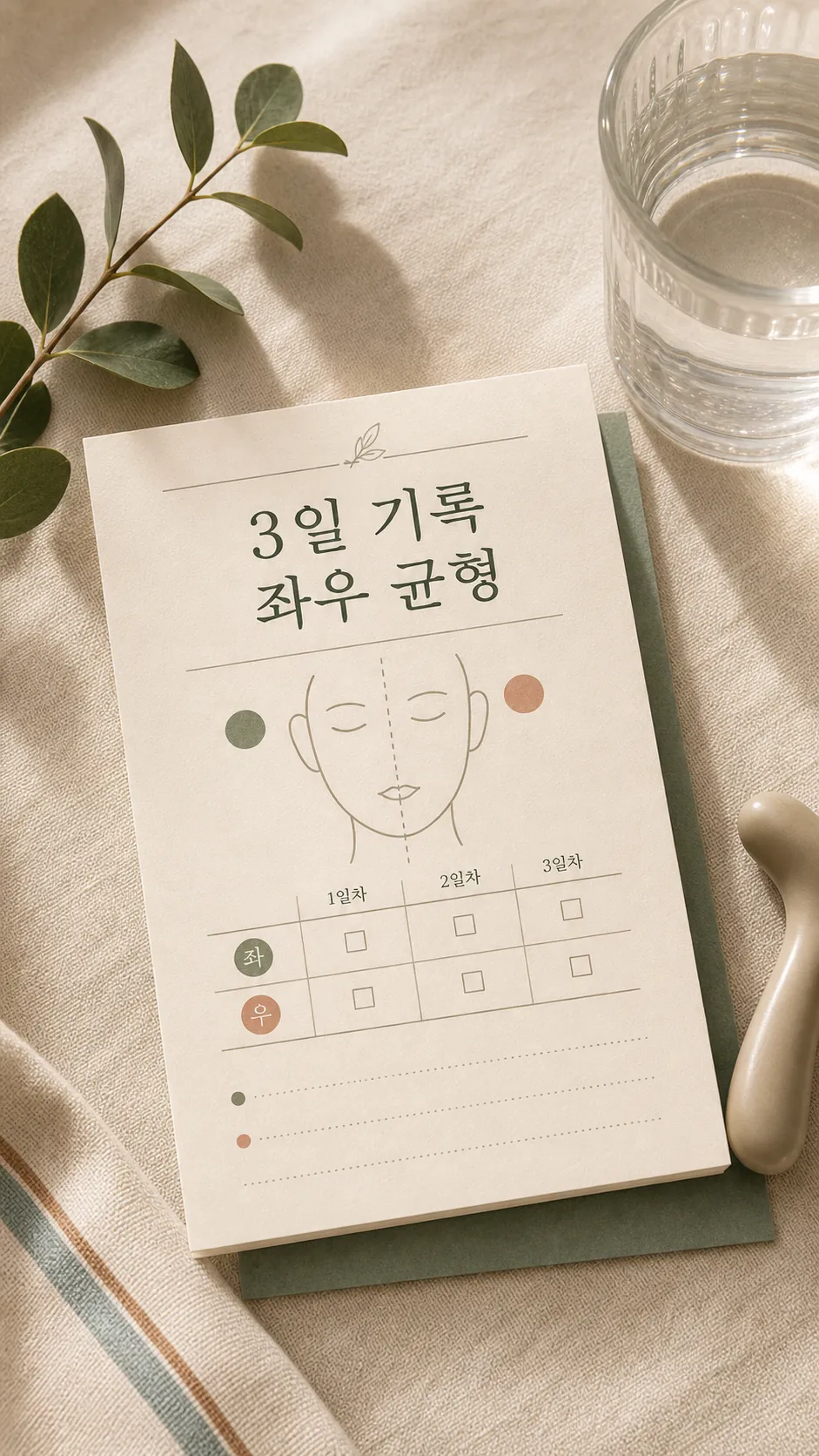 좌우 균형 기록 노트 클로즈업