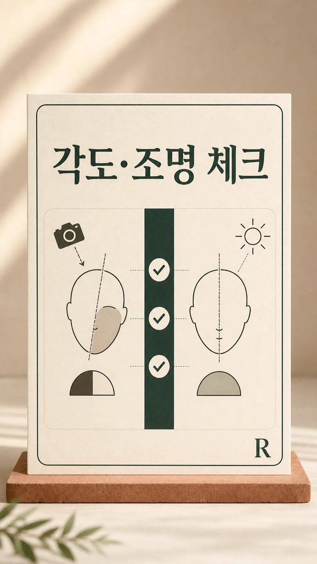 정면 기준선 그은 얼굴 좌우 균형 도식