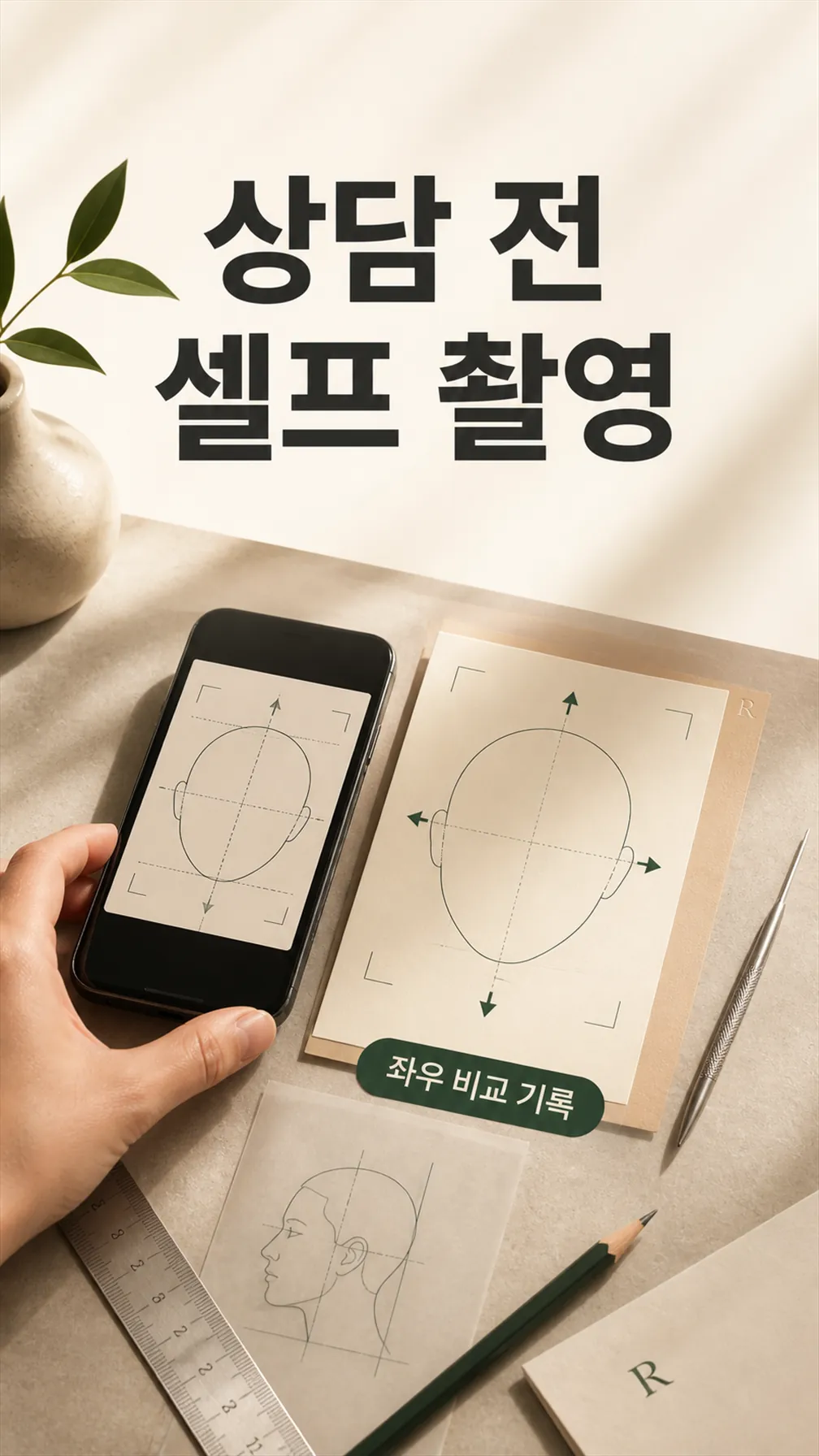 삼각대·타이머·조명 메모가 놓인 촬영 준비 정물
