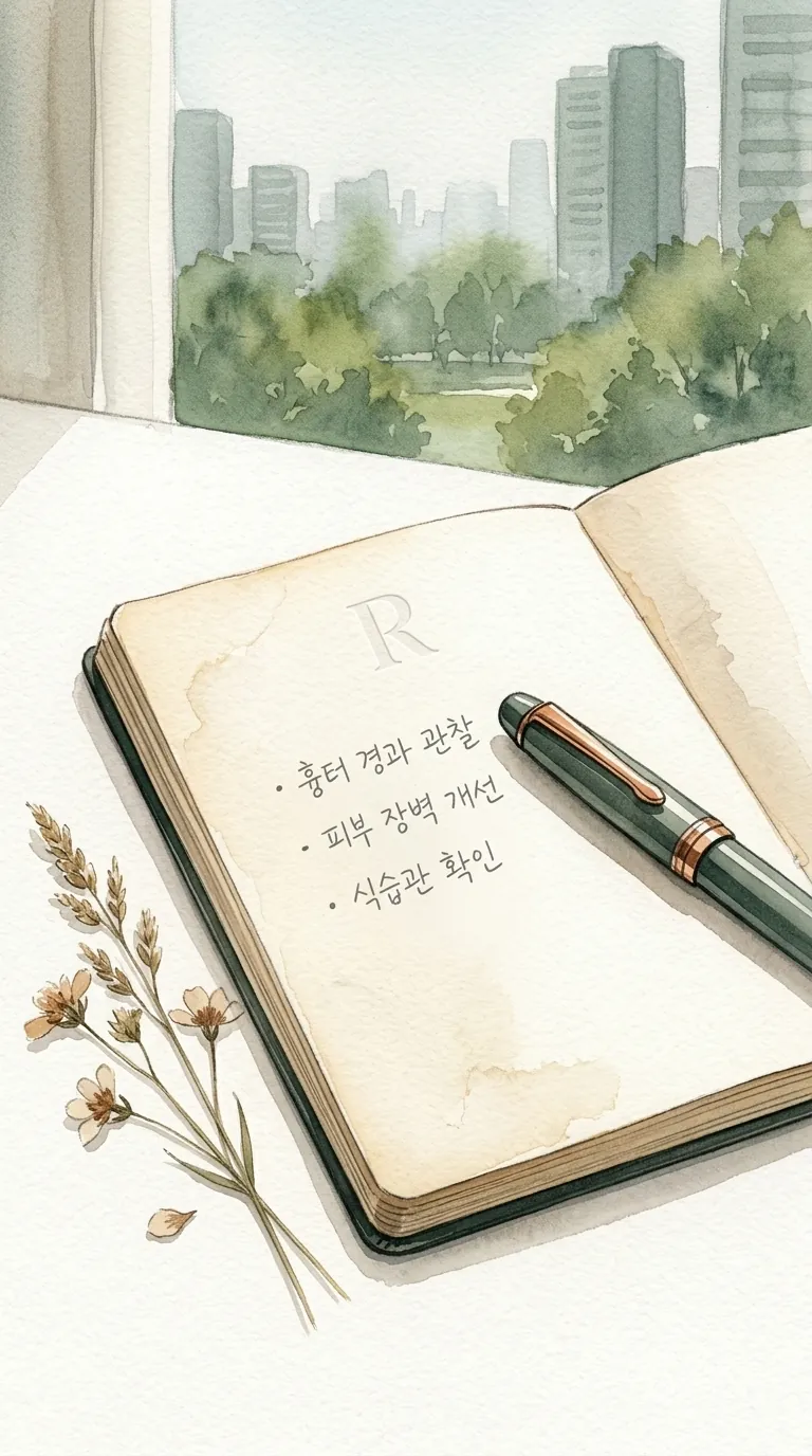 차분한 오후 햇살이 부드럽게 비치는 창가 풍경