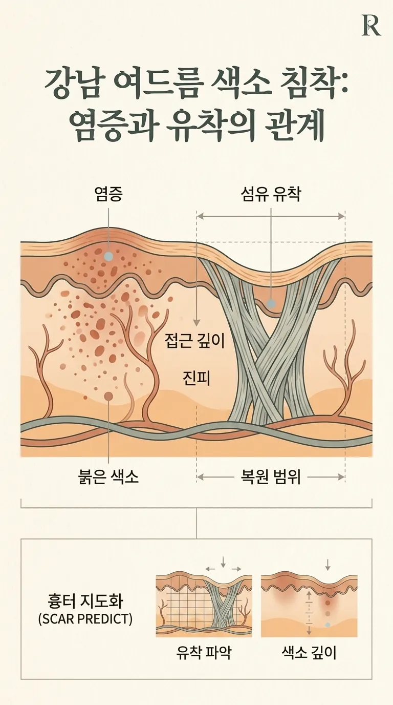 SCAR PREDICT 흉터 지도화 시각화 (진피 콜라겐 섬유 유착 단면)