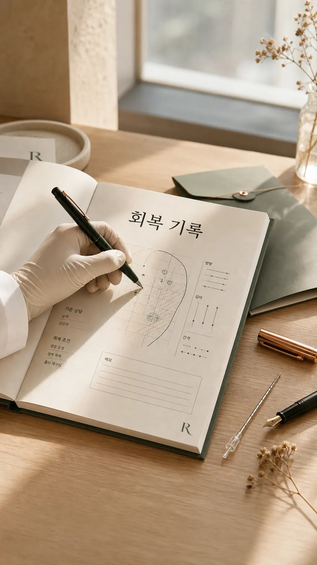 자연광 아래 진정 케어 정물 매크로