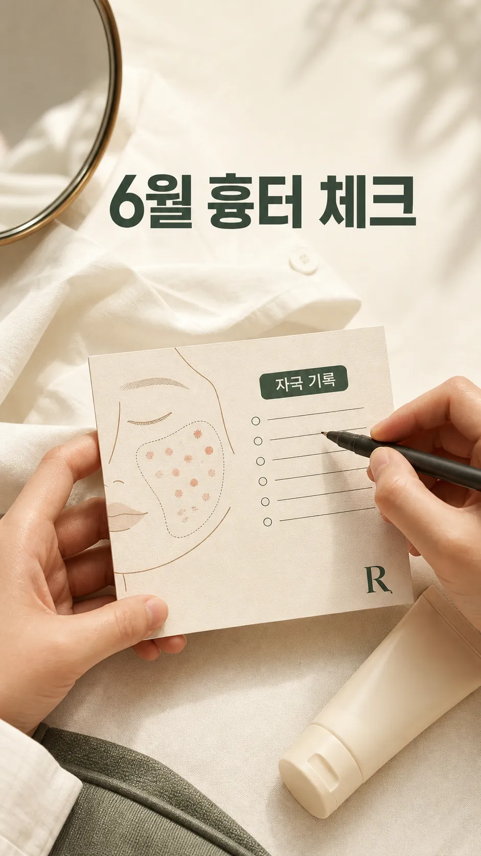 자외선 차단제와 모자가 놓인 초여름 정물