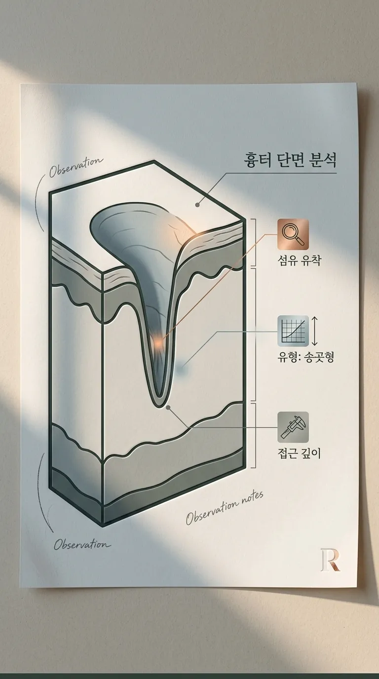 패인 흉터 단면 구조