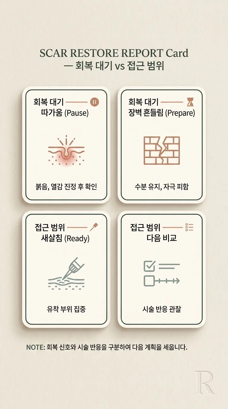 회복 대기 범위와 새살침 접근 범위 결정 카드