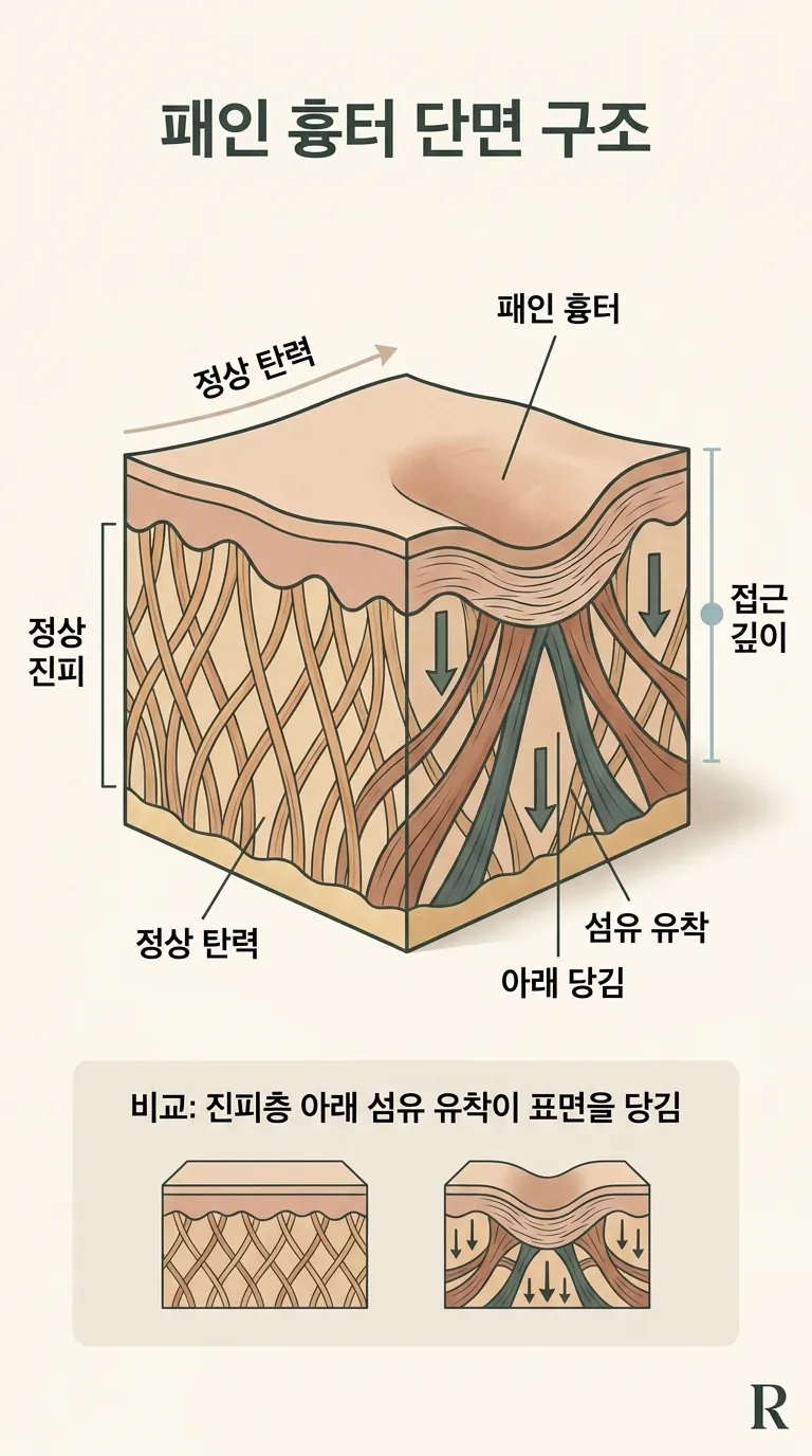 패인 흉터 단면 구조