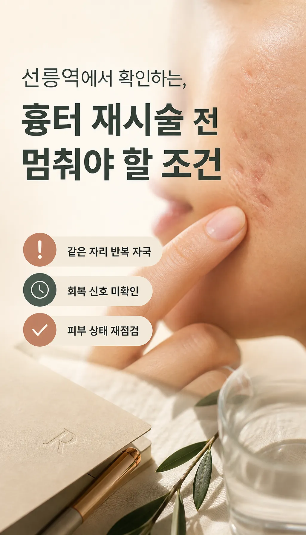 같은 자리 반복 자국 피부 일부 클로즈업