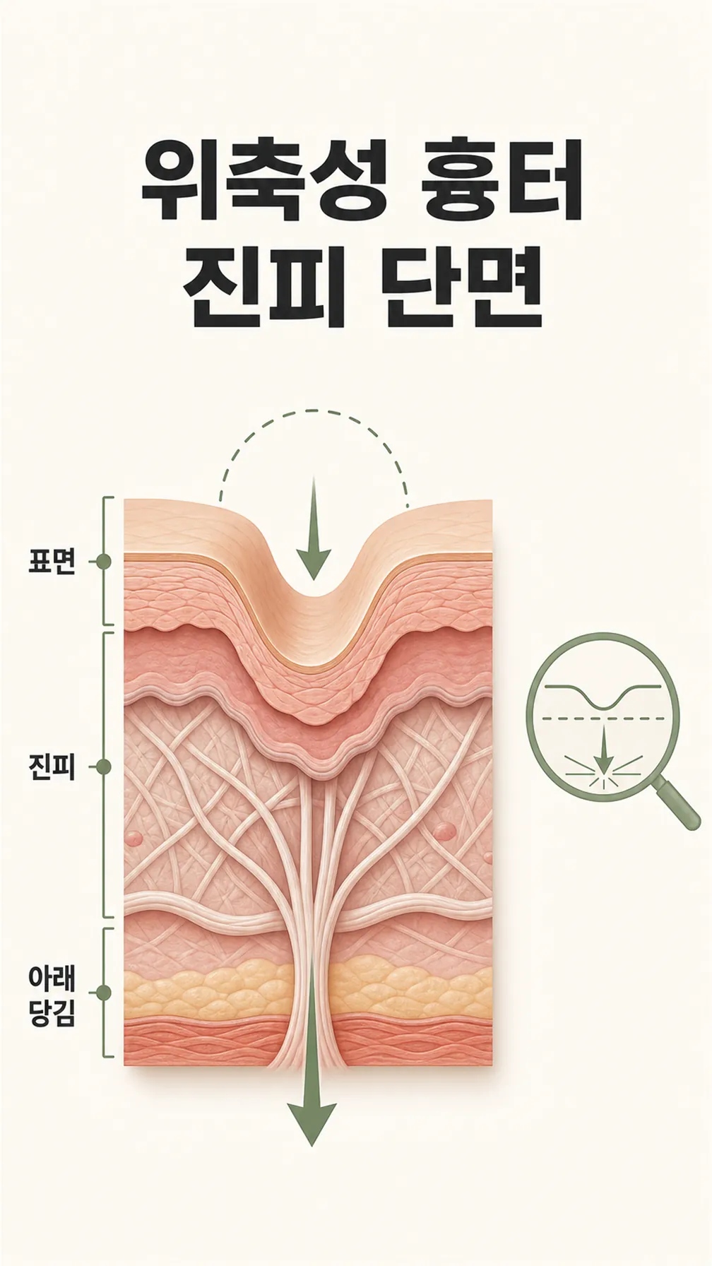 위축성 흉터 진피 단면