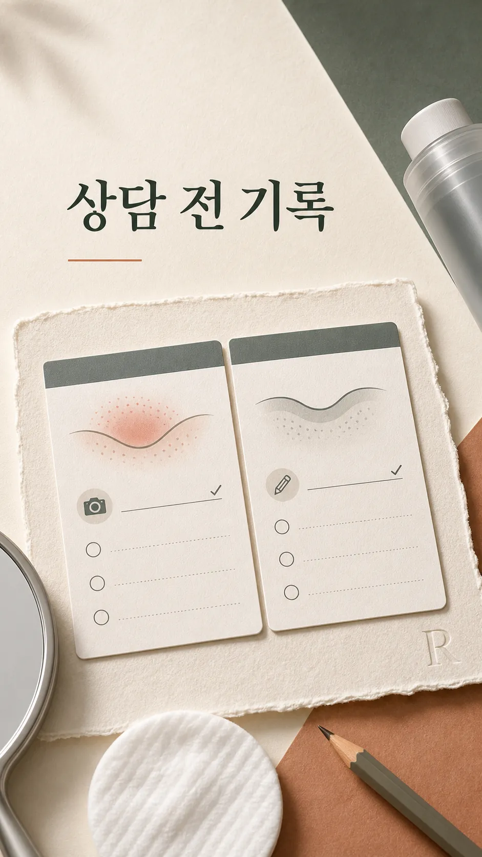 화장솜과 화장수가 놓인 세면대 일상 정물