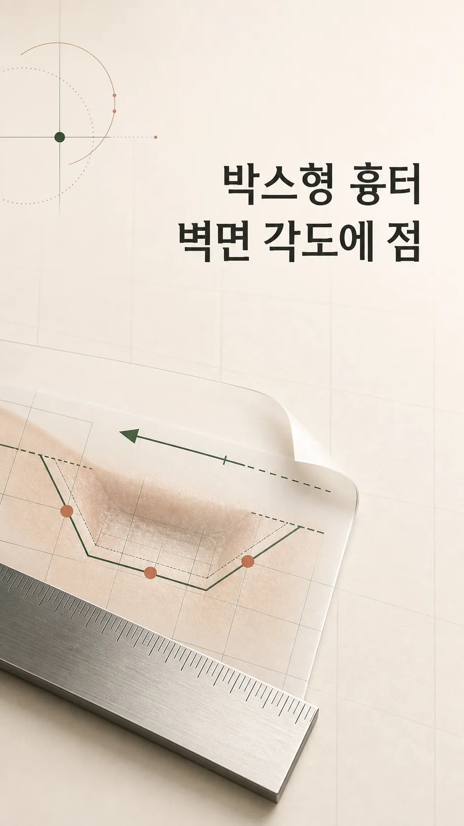 박스형 흉터 벽면 각도에 점 표시한 경계 지도