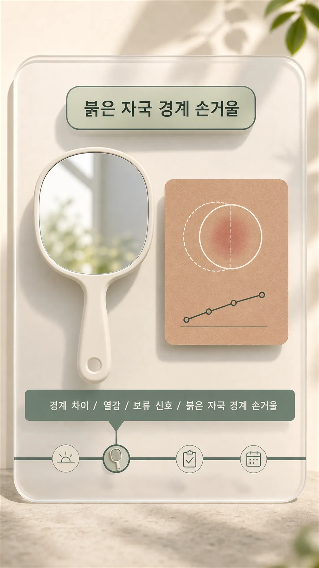 붉은 자국 경계 손거울