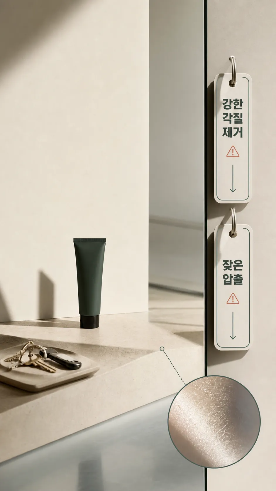 같은 조명 피부 경계 확인 장면