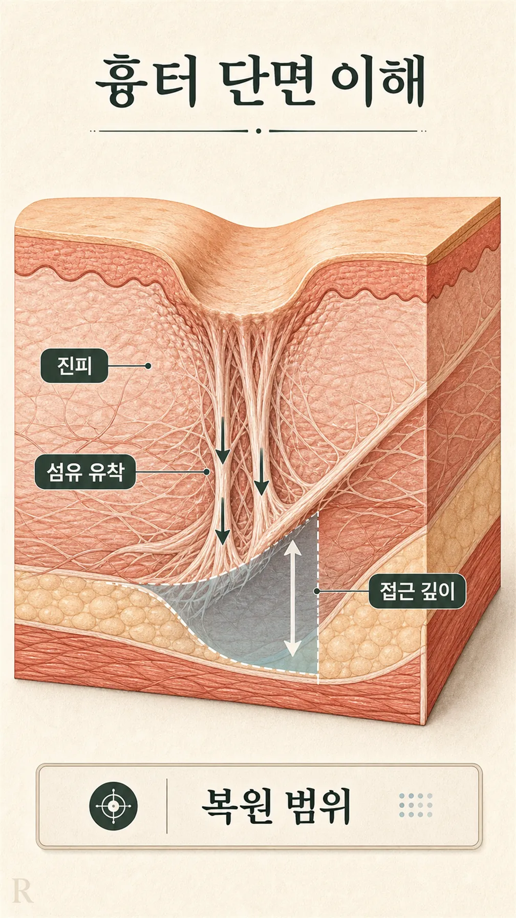 흉터 복원 기준표 노트 클로즈업