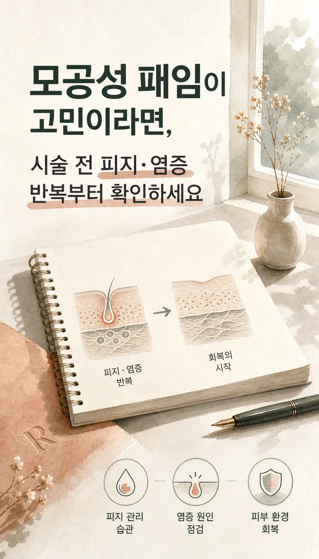 편안한 자연광이 드는 창가 정물