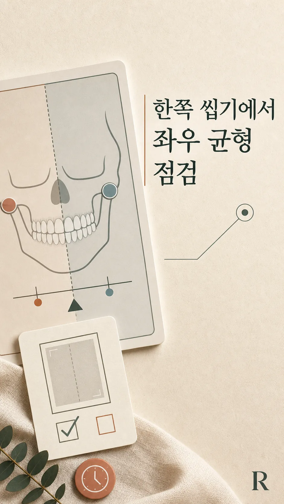 한쪽 씹기에서 좌우 균형 점검 단계 흐름도