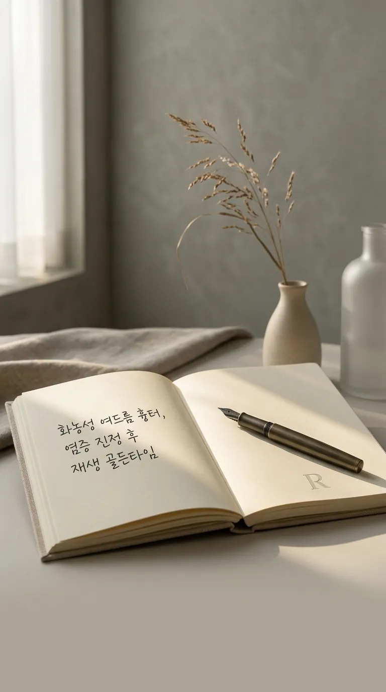 차분한 상담실 테이블과 노트