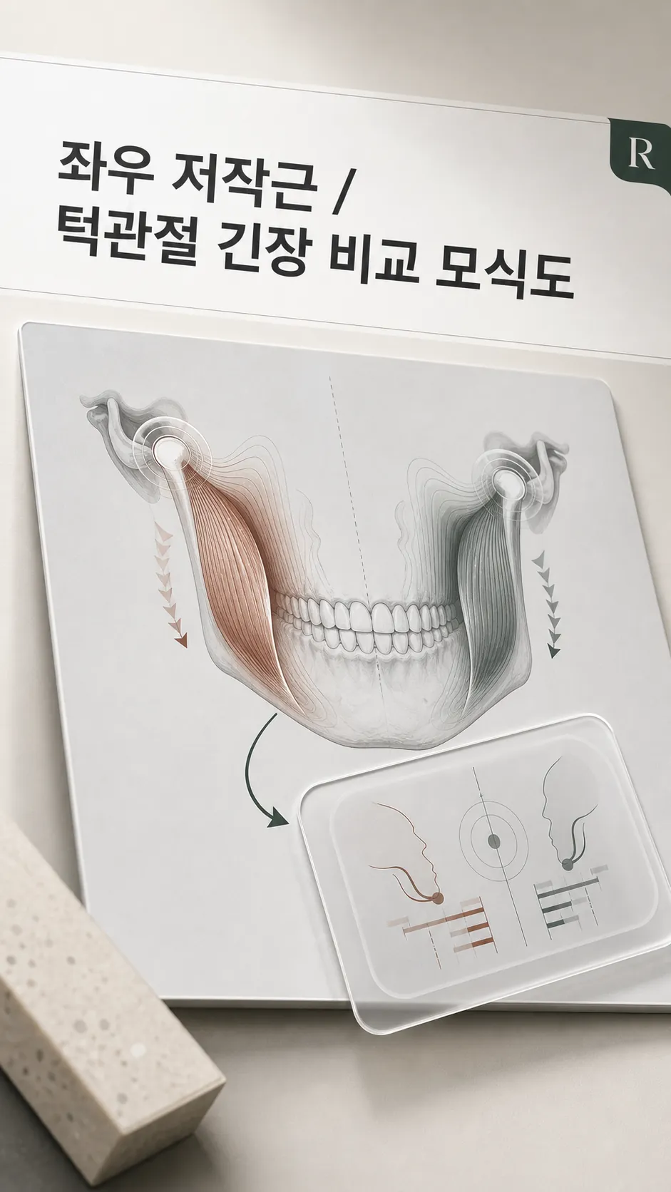 좌우 저작근·턱관절 긴장 비교 모식도