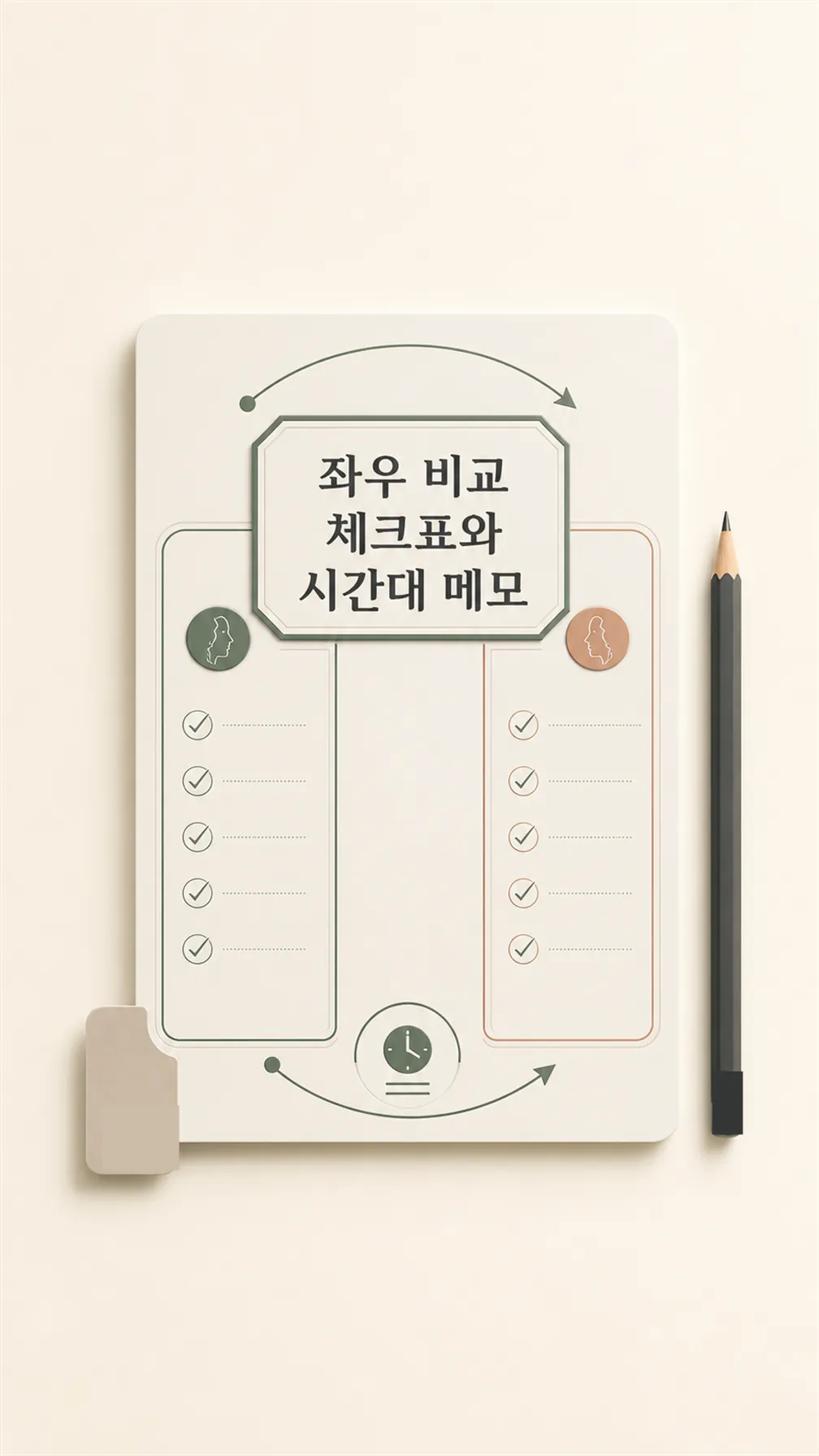 좌우 비교 체크표와 시간대 메모 카드