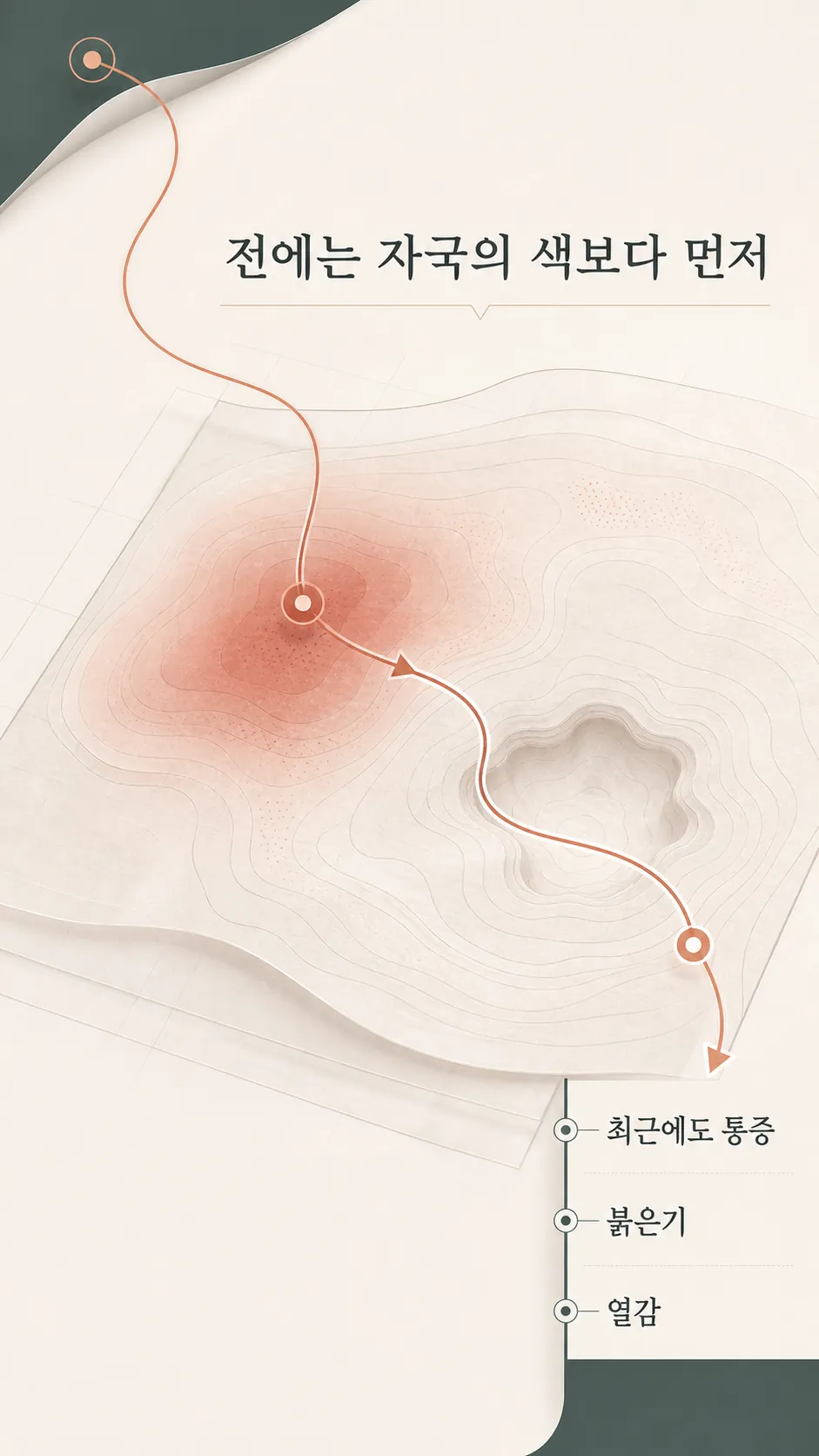 붉은 부위와 패인 부위를 나눈 피부 표면 지도