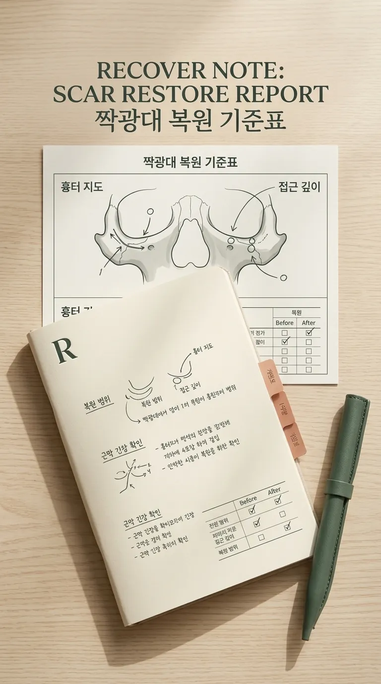 미용성 짝광대 복원 기준표와 상담 노트