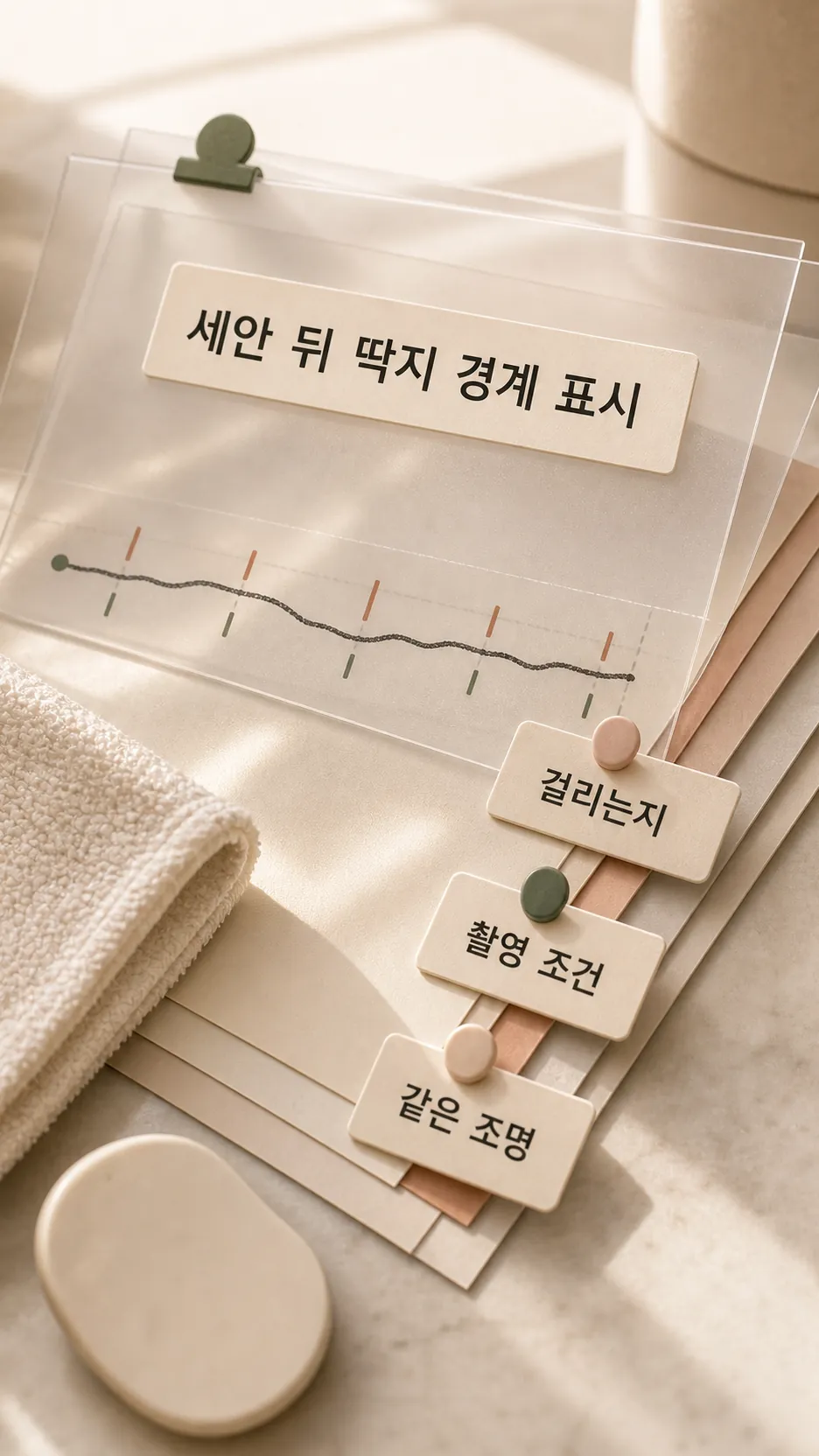 세안 뒤 딱지 경계 표시