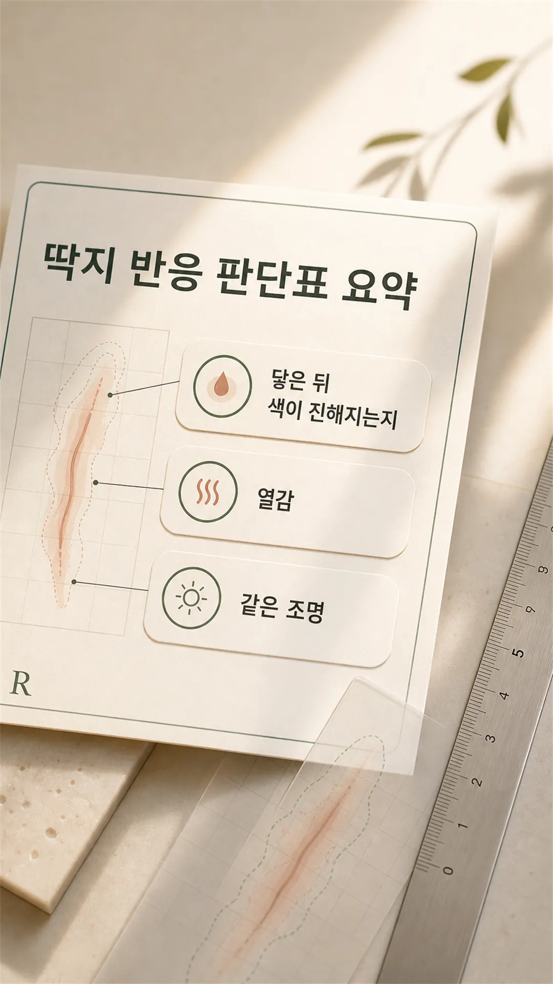 딱지 반응 판단표 요약