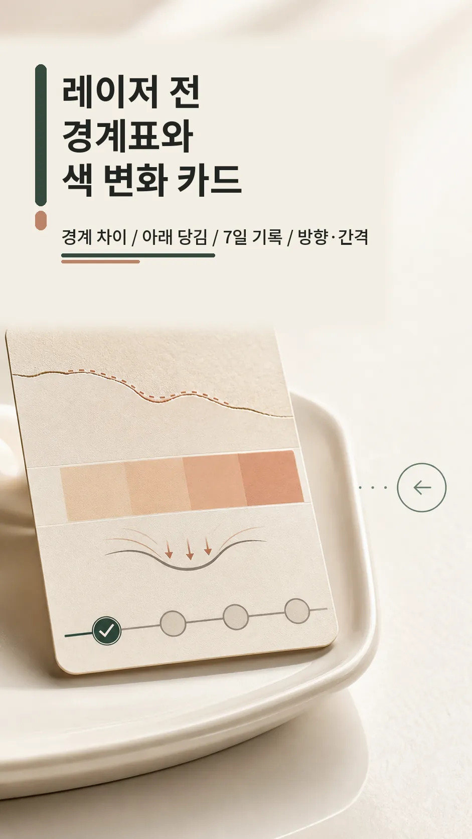 레이저 전 경계표와 색 변화 카드