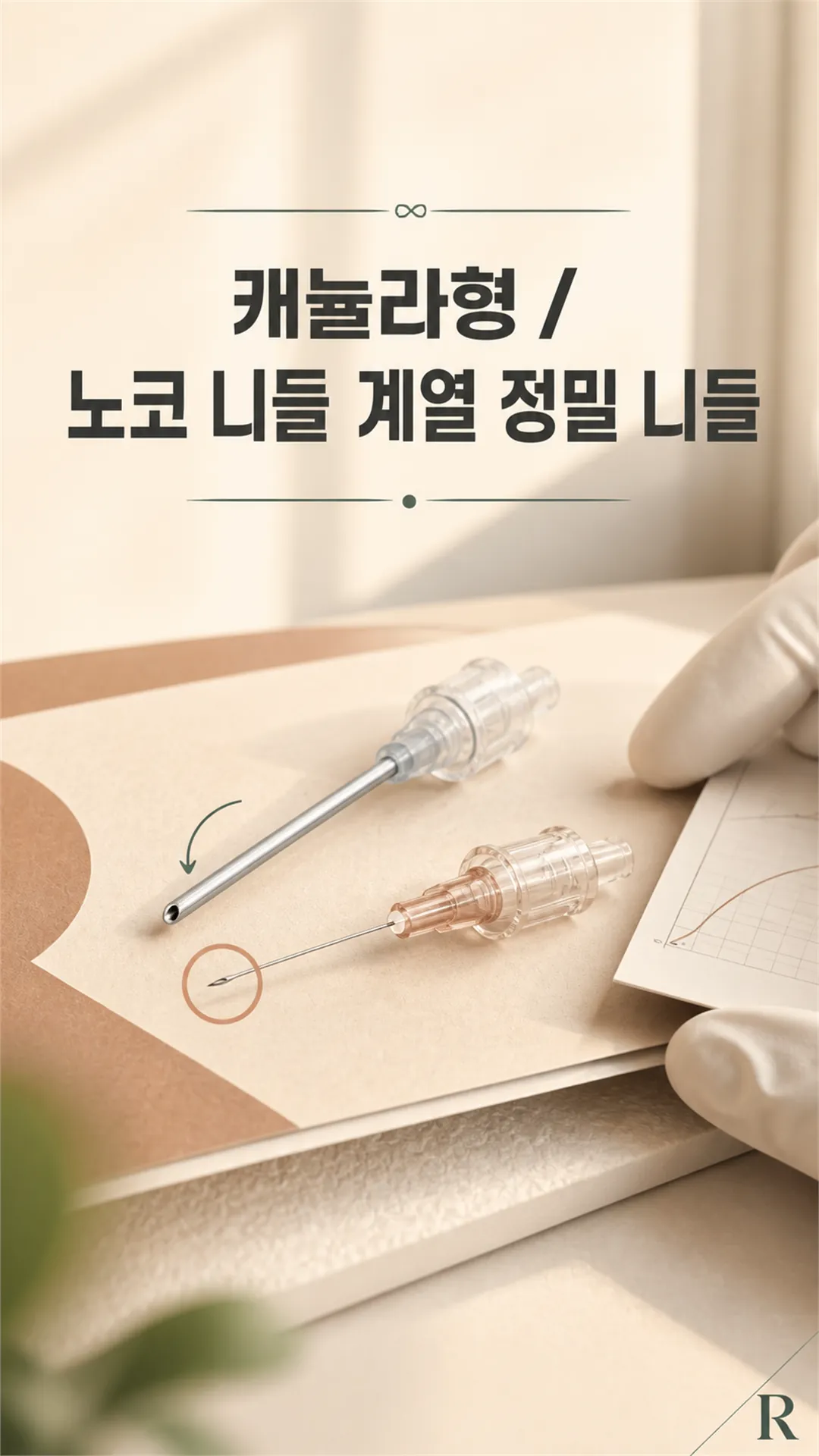 캐뉼라형·노코 니들 계열 정밀 니들 실루엣과 기준 카드