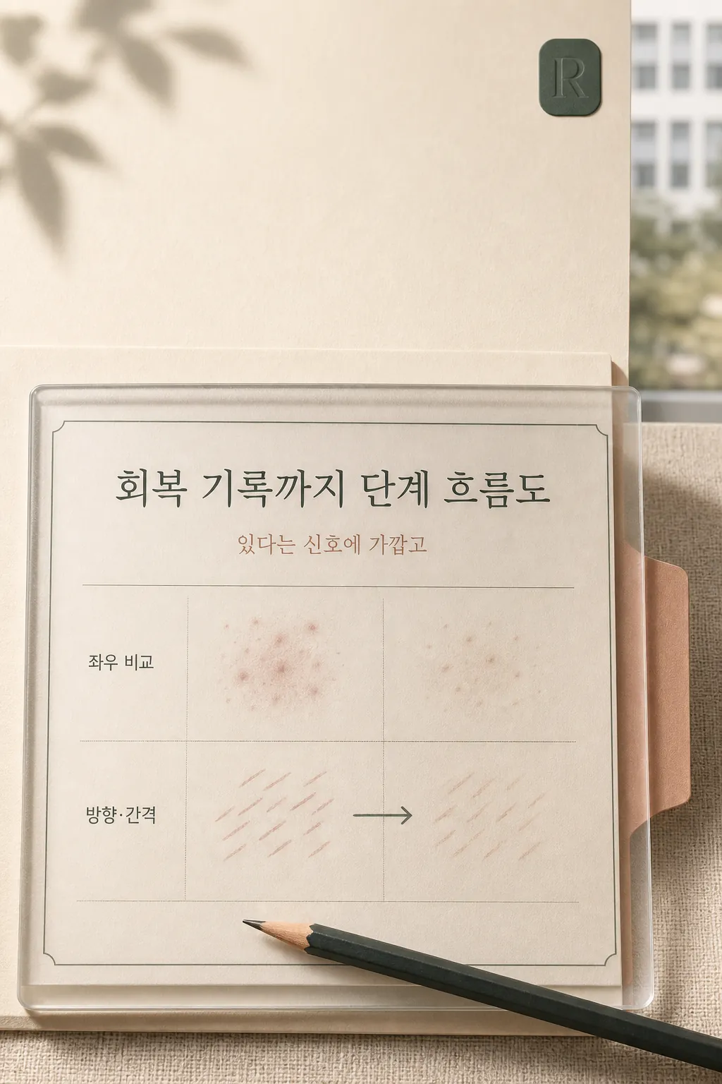 염증 진정부터 회복 기록까지 단계 흐름도