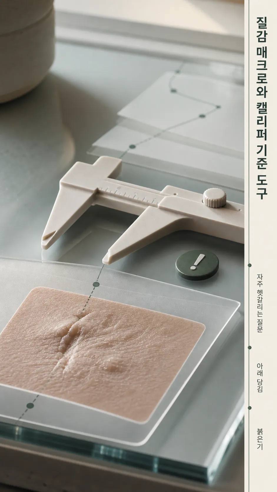 피부 질감 매크로와 캘리퍼 기준 도구