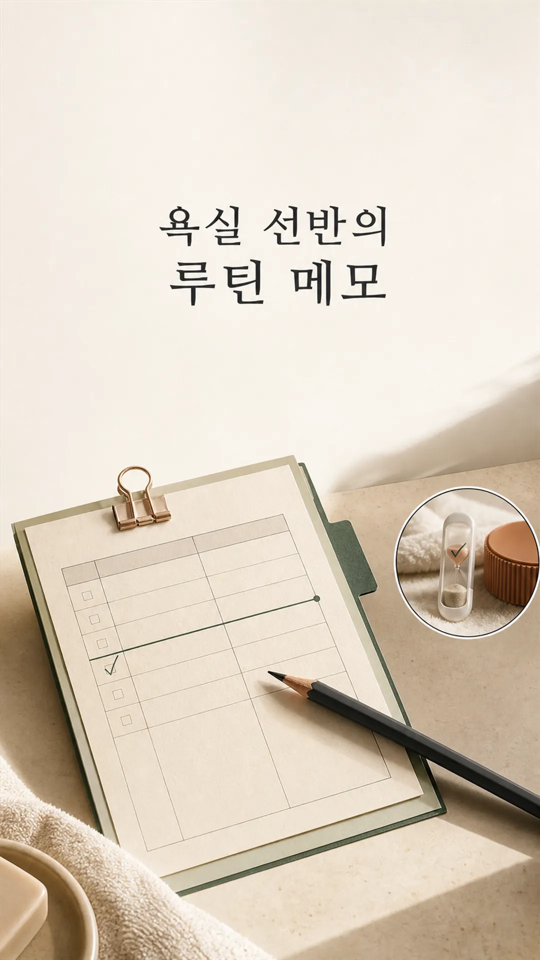욕실 선반의 루틴 메모