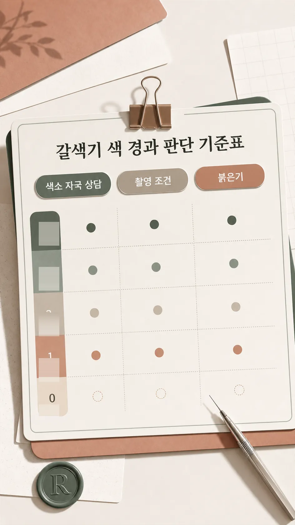붉은기 갈색기 색 경과 판단 기준표