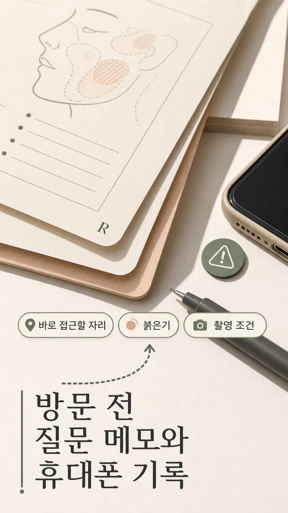 방문 전 질문 메모와 휴대폰 기록
