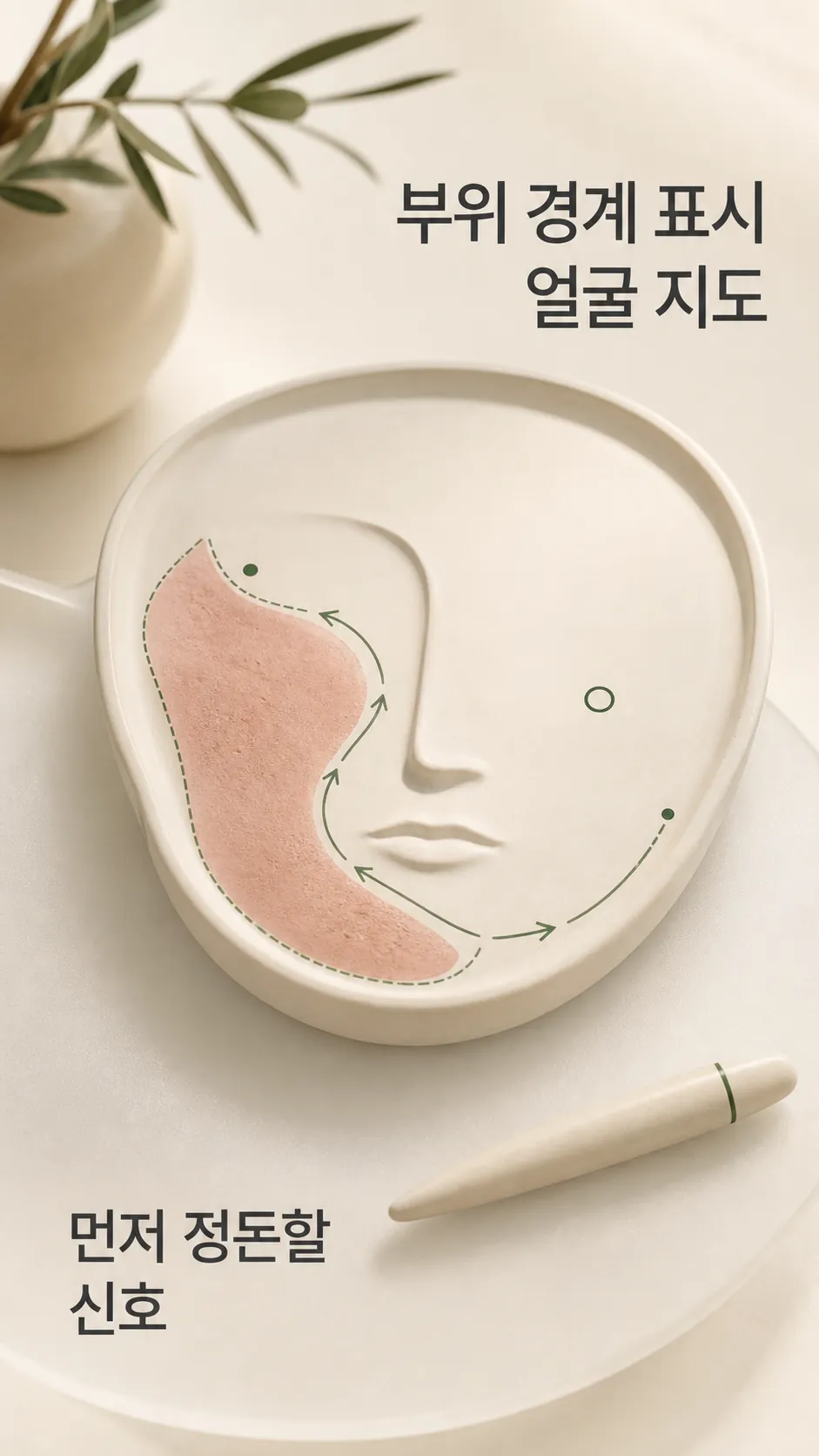 시술보다 먼저 정돈할 부위 경계 표시 얼굴 지도