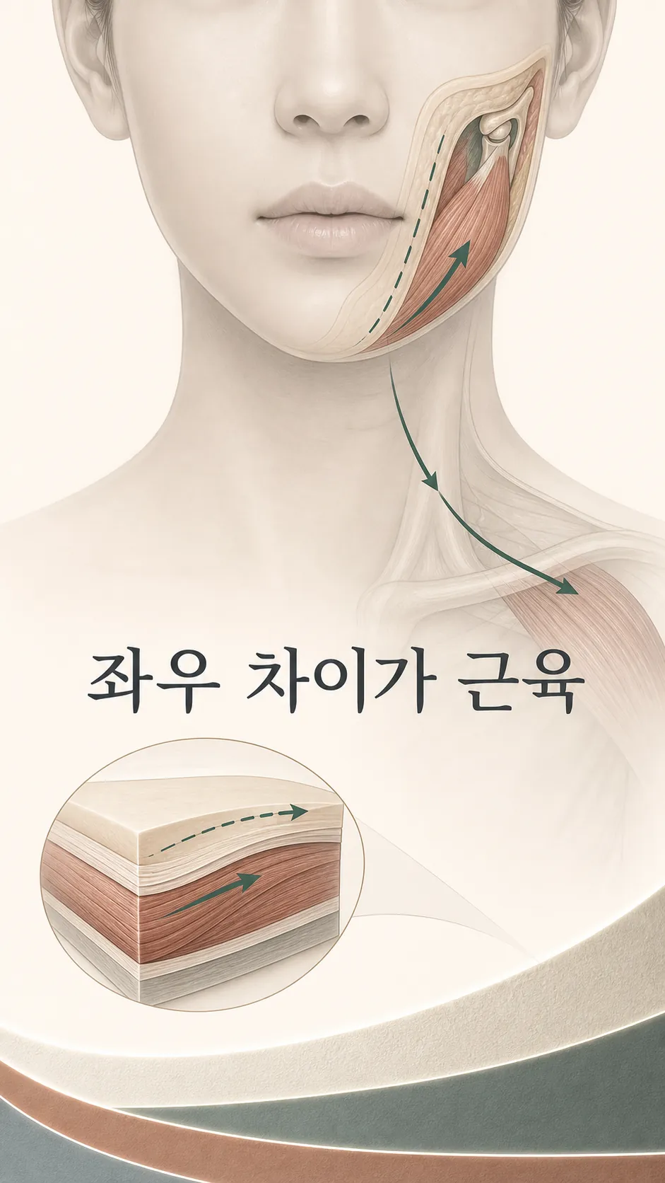 턱관절과 어깨선 긴장 단면 모식도