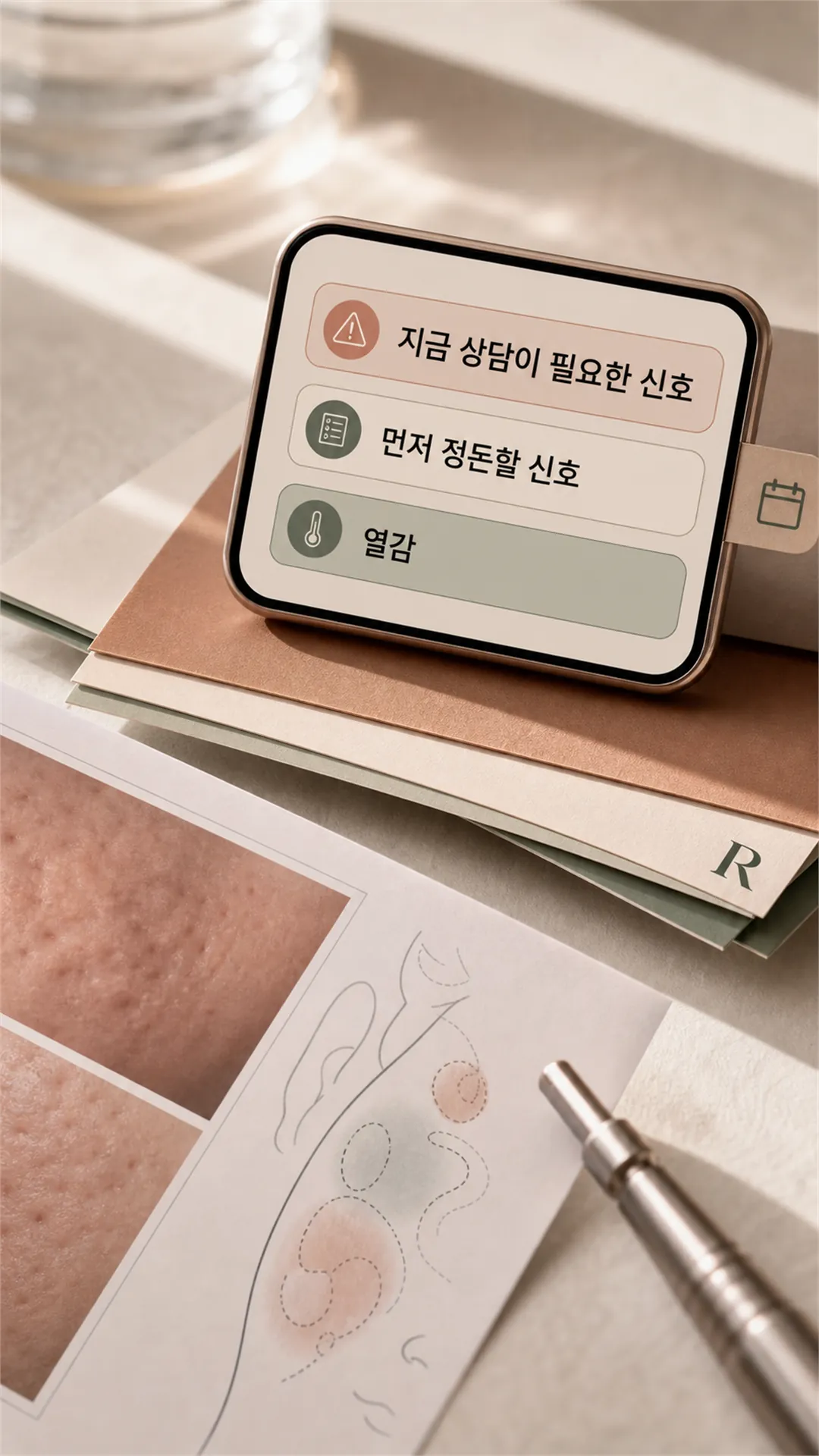 같은 조명 피부 경계 확인 장면