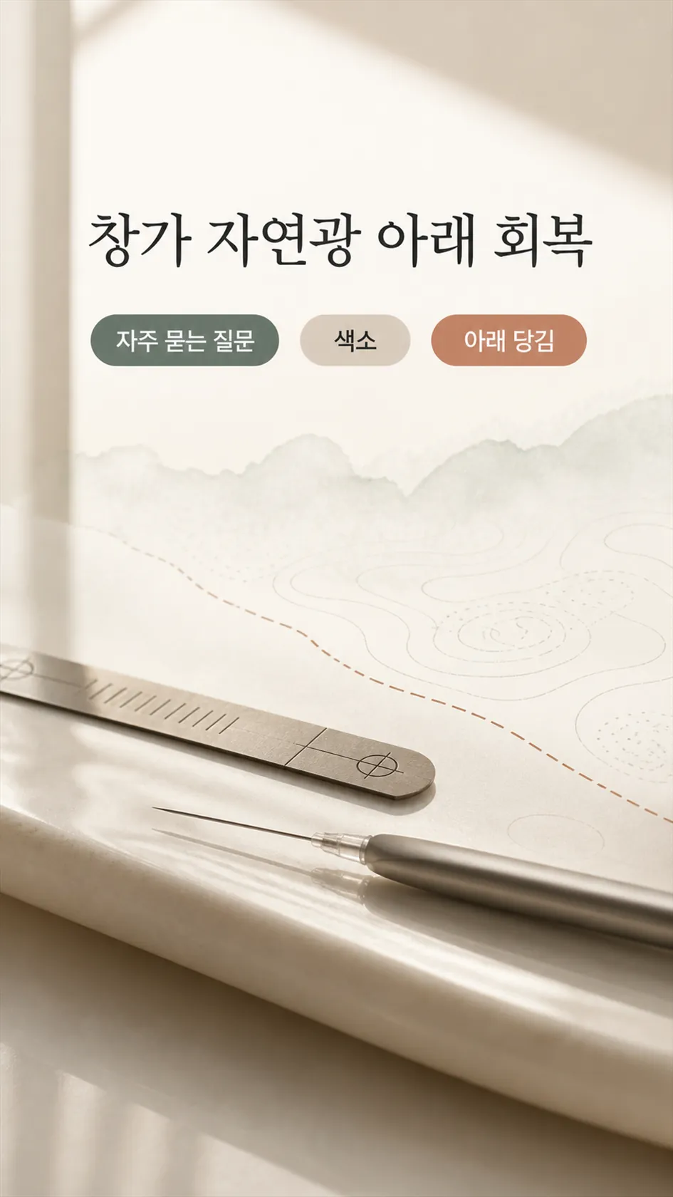 창가 자연광 아래 텍스트 없는 회복 정물