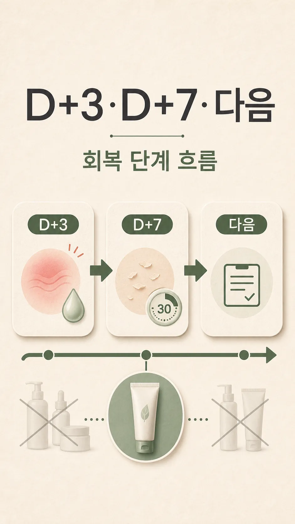 D+3·D+7·다음 비교 시점 회복 단계 흐름