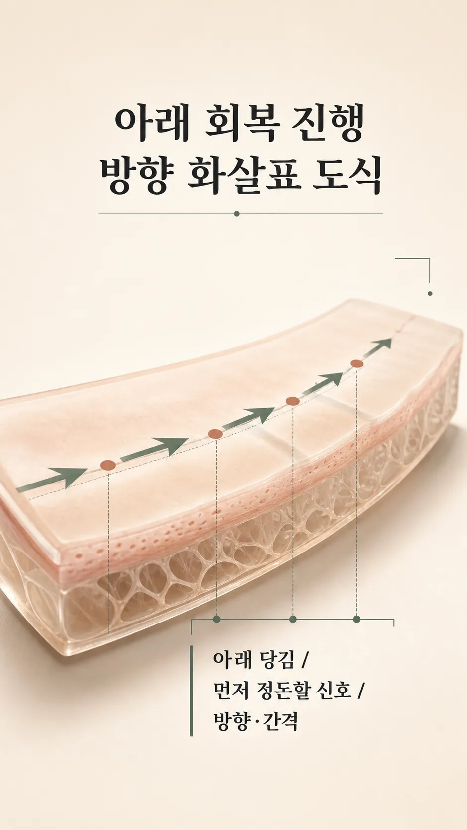 각질층 아래 회복 진행 방향 화살표 도식