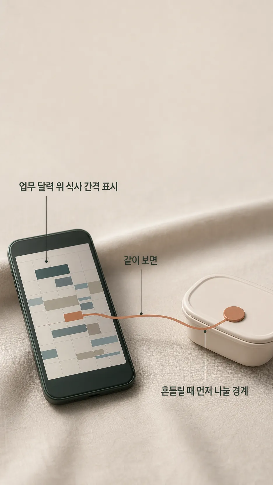 업무 달력 위 식사 간격 표시