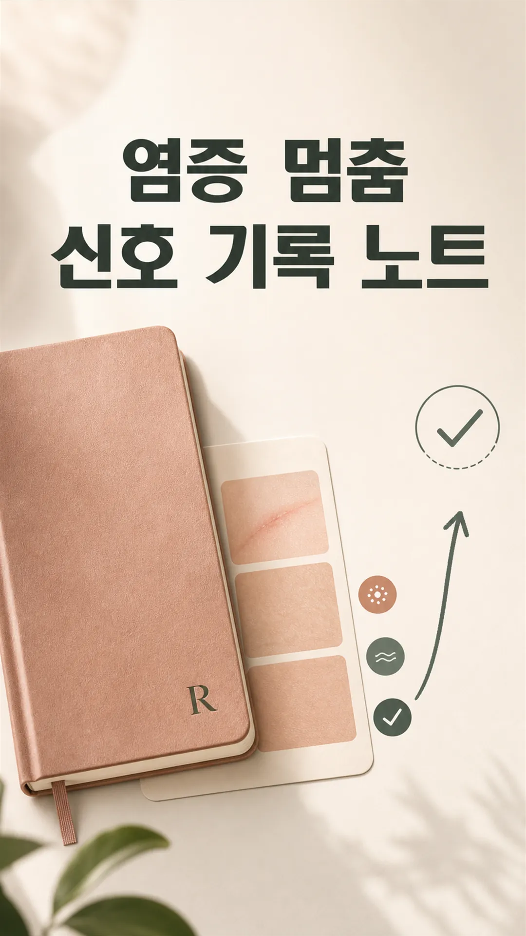 염증 멈춤 신호 기록 노트 클로즈업