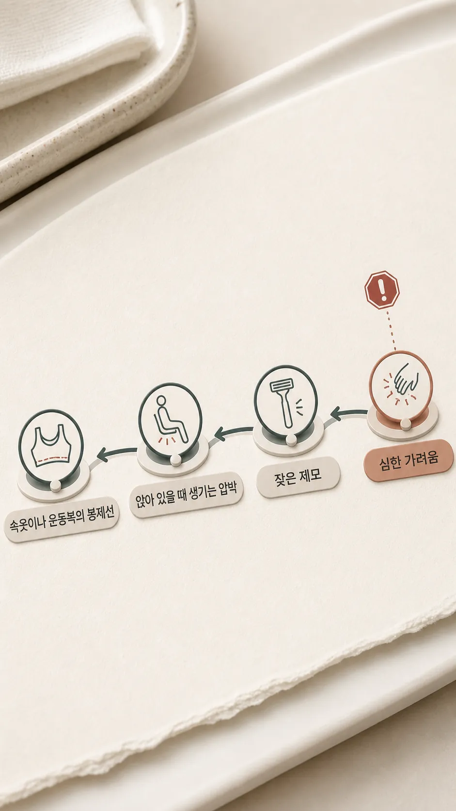 퇴근 후 세면대 앞 붉은 자국 확인 장면