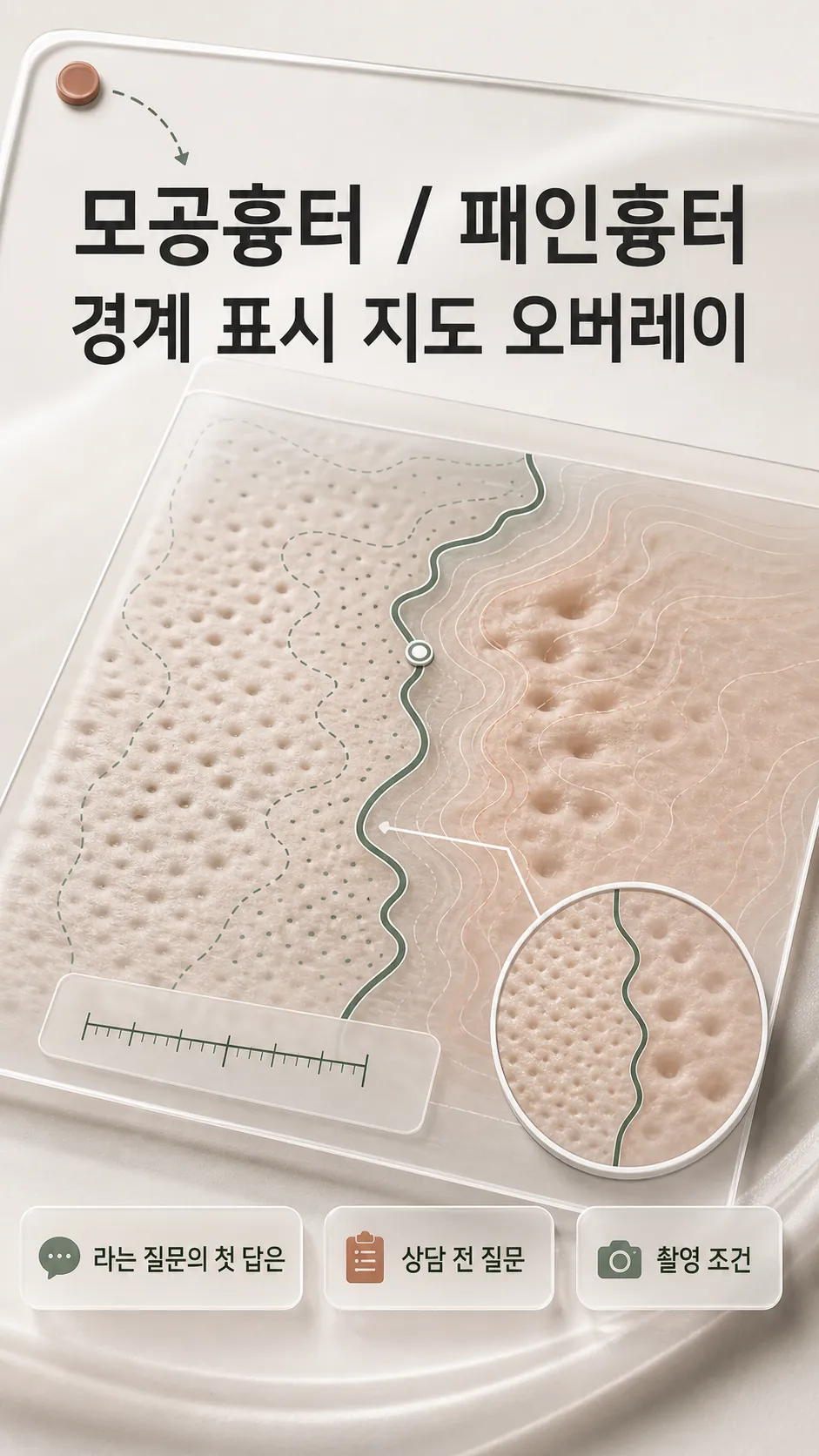 홈 그림자와 모공 점 비교