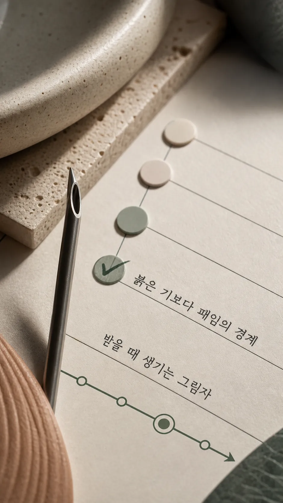 생활 자극을 줄일 구간과 피부 신호 장면