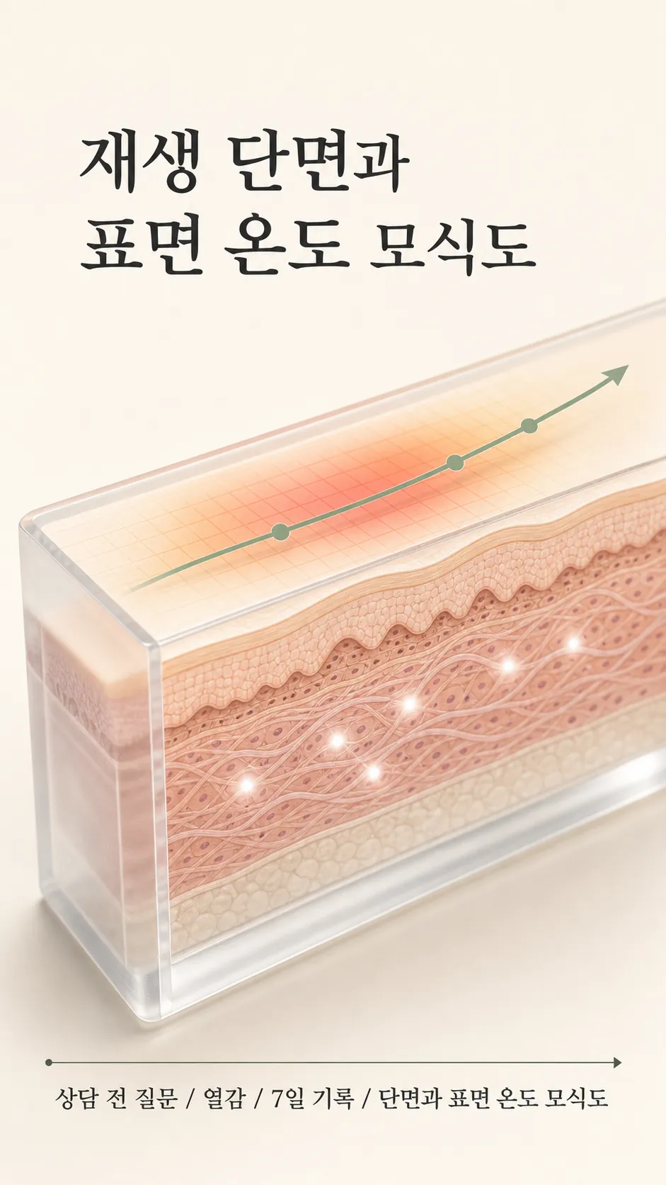 진피 재생 단면과 표면 온도 모식도